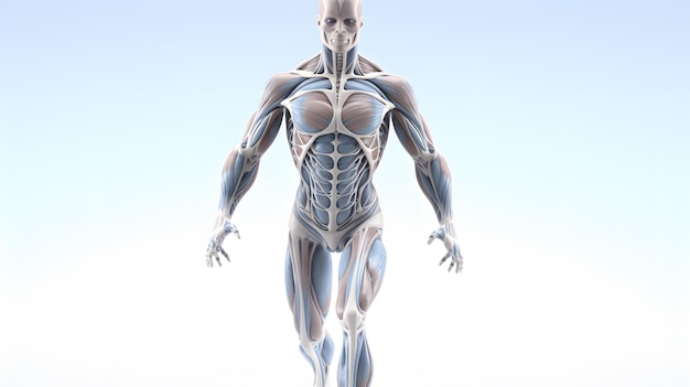 3D renderowanie męskiej figury anatomicznej na białym