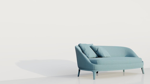 3d renderowanie nowoczesnej minimalistycznej niebieskiej kanapy