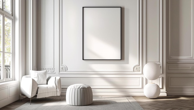 3D renderowanie ogromnej ramki zdjęciowej na ścianie pomieszczenia