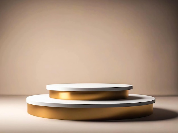 3d renderowanie Prezentacja produktu minimalna maketa podium ze złotym okrągłym tłem