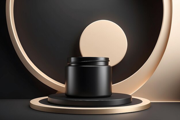 3D renderowanie pustego tła produktu do kosmetyków kremowych Nowoczesne czarne tło podium
