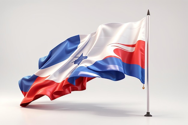 3D renderowanie rosyjskiej flagi izolowanej na białym tle koncepcja rosyjskiego dnia narodowego 3D rendering ilustracji w stylu kreskówki