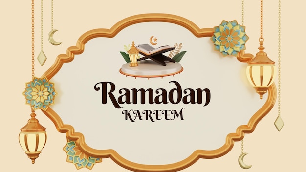 3D renderowanie słów Ramadanu Kareema