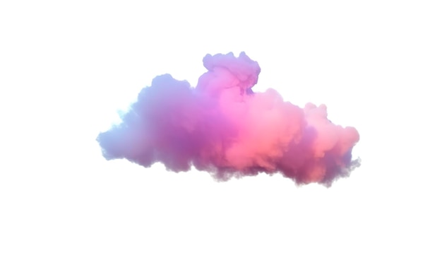 3D renderowanie świecącej kolorowej miękkiej chmury izolowanej na białym tle Fluffy cumulus zjawisko atmosfery Realistyczny element sztuki klipowej nieba generuje ai