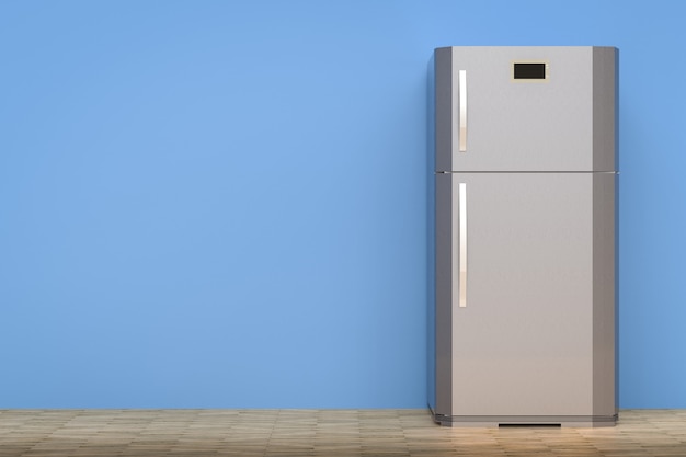 3d renderowanie szarej lodówki z pustą przestrzenią
