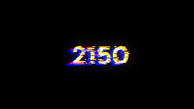 3D renderowanie tekstu 2150 z efektami ekranu usterek technologicznych