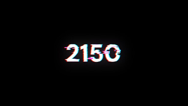 3D renderowanie tekstu 2150 z efektami ekranu usterek technologicznych