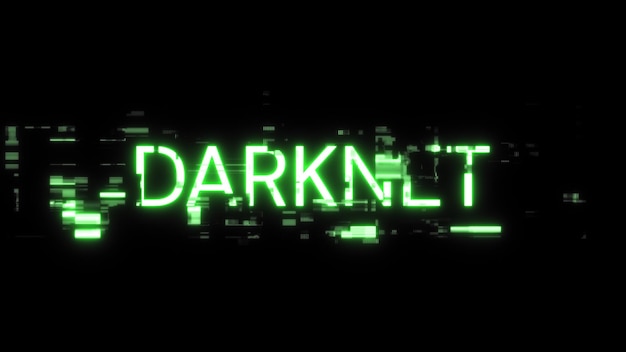 3D renderowanie tekstu darknet z efektami ekranu usterek technologicznych