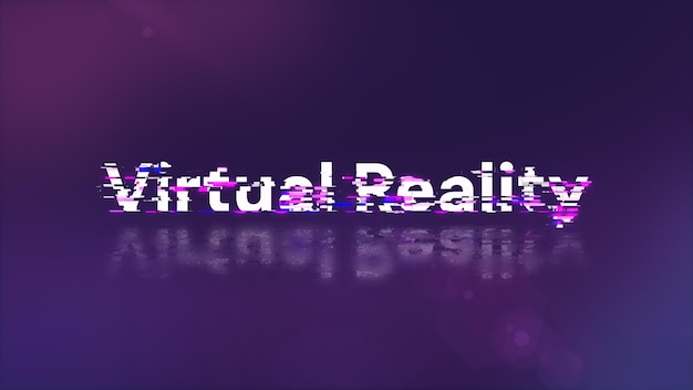 3D renderowanie tekstu w rzeczywistości wirtualnej z efektami ekranu usterek technologicznych