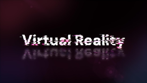 3D renderowanie tekstu w rzeczywistości wirtualnej z efektami ekranu usterek technologicznych