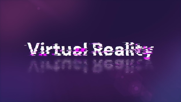 3D renderowanie tekstu w rzeczywistości wirtualnej z efektami ekranu usterek technologicznych