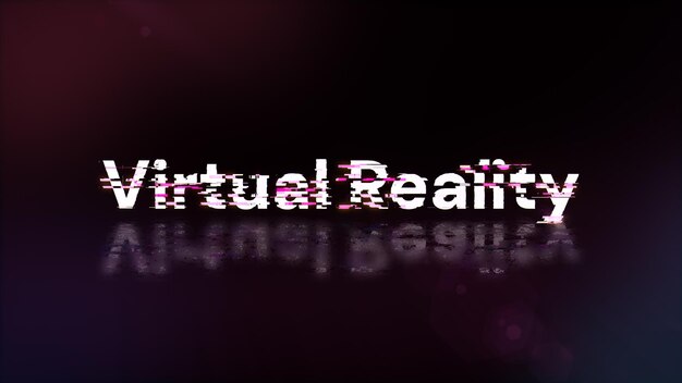 3D renderowanie tekstu w rzeczywistości wirtualnej z efektami ekranu usterek technologicznych
