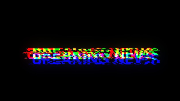 3D renderowanie tekstu wiadomości z efektami ekranu usterek technologicznych