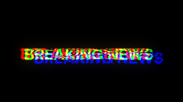 3D renderowanie tekstu wiadomości z efektami ekranu usterek technologicznych