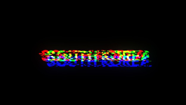 3D renderowanie tekstu z Korei Południowej z efektami ekranowymi usterek technologicznych
