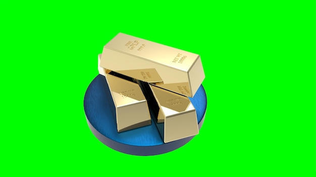 3D renderowanie złota na zielonym tle