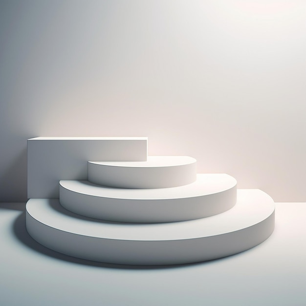 Zdjęcie 3d renderowany biały geometryczny produkt podium