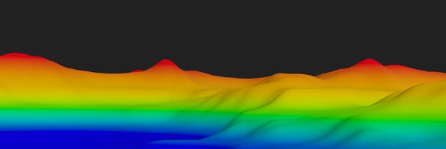 3D renderowany gradient terenu topograficznego Batymetryczna góra