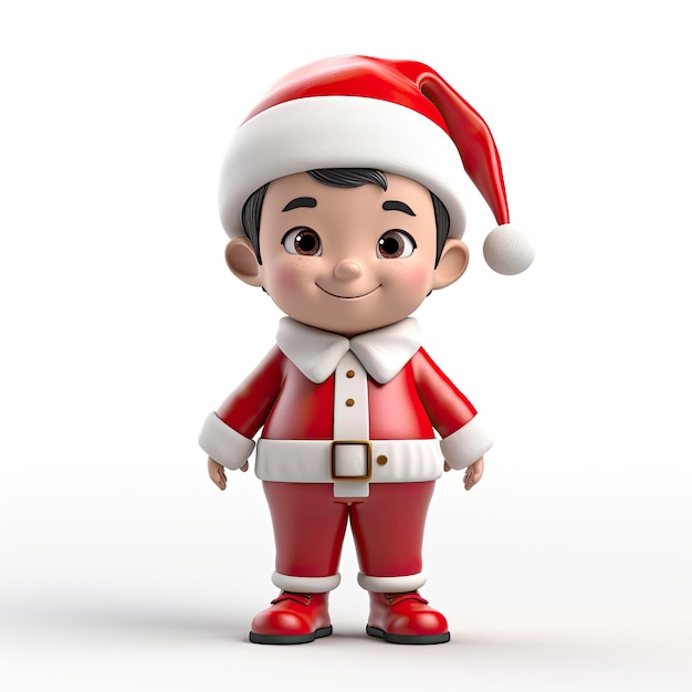 3D renderowany obraz dziecka Świętego Mikołaja na białym tle v 52 Job ID 4034c7af63834cad8c437d6c1b36c593