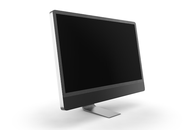 3d renderujący czarny monitor na białym tle
