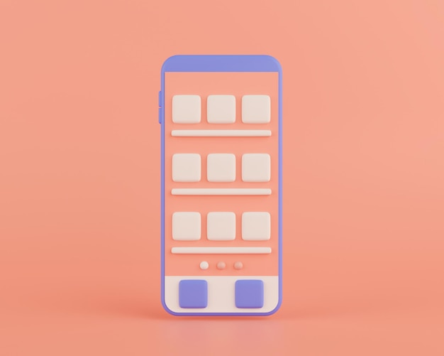 3d renderujący smartfon z pustą ikoną aplikacji na ekranie