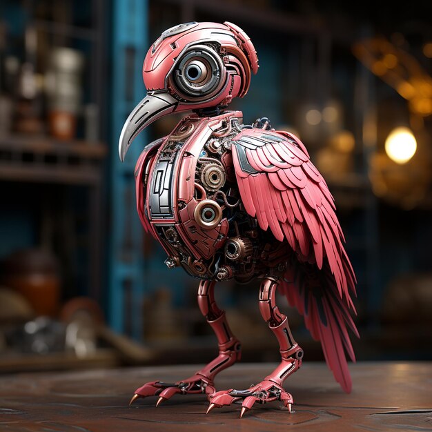 3d Robot flamingo