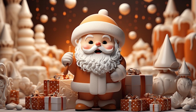 3d Santa Claus Banner Wesołych Świąt i Nowego Roku AI