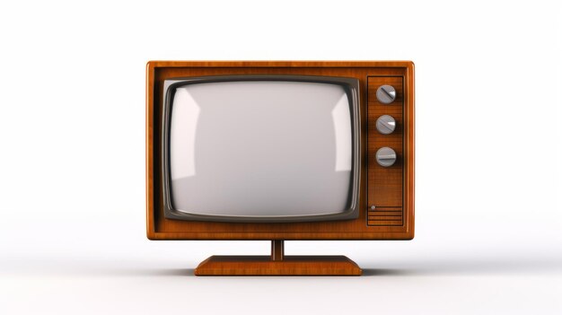 3d Sepia Tone Tv na drewnianym stojaku izolowanym na białym tle