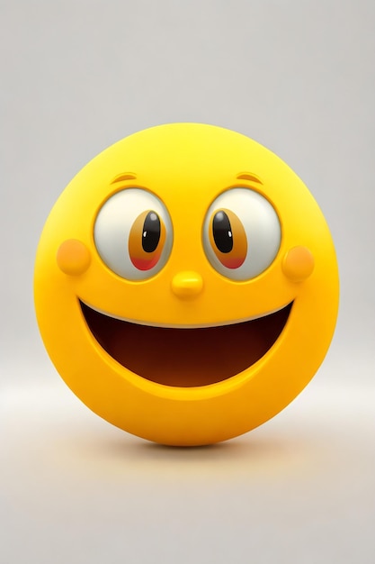 3D słodkie emoji szczęśliwe żółte i białe tło