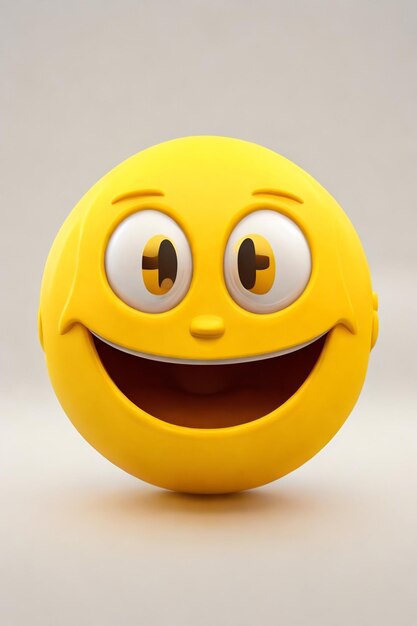 3D słodkie emoji szczęśliwe żółte i białe tło