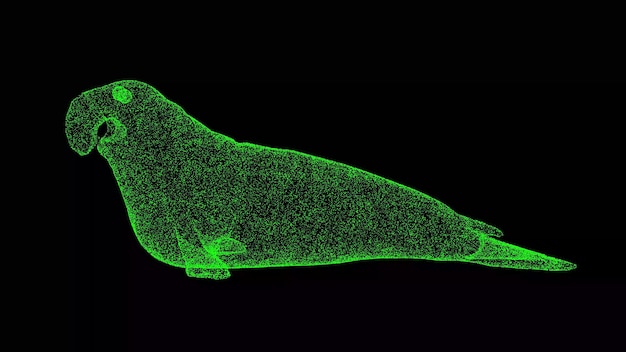 3D słoń morski na czarnym bg Koncepcja dzikich zwierząt Ochrona środowiska Do prezentacji tekstu tytułowego Obiekt wykonany z połyskujących cząstek Animacja 3D