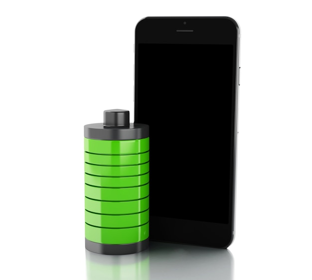 3d Smartphone i wskaźnik naładowania baterii