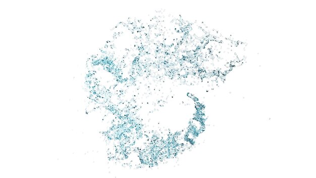 Zdjęcie 3d splash woda przezroczysta czysta niebieska woda rozrzucona izolowana na białym tle 3d render ilustracja