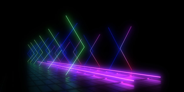 3D streszczenie tło z neonami.