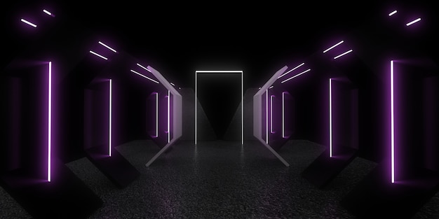 3D streszczenie tło z neonów. tunel neonowy. Ilustracja 3D