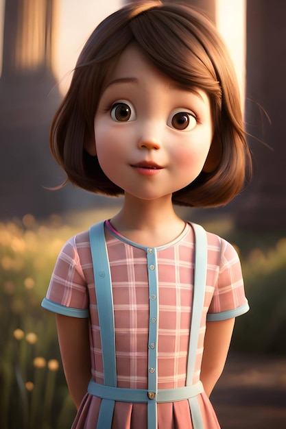 3D styl pixar mała dziewczynka oktan renderowania Generatywne ai