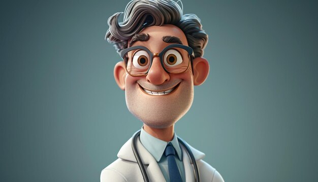3D stylizowany portret uśmiechniętego lekarza