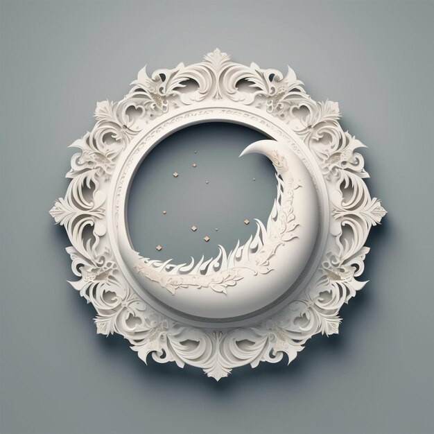 3D świadczonych biały ozdobnych Eid Crescent księżyca