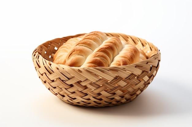 3D świadczonych kosz chleba na pojedyncze białe tło