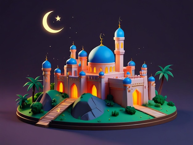 3d świętowanie Ramadanu z zamkiem