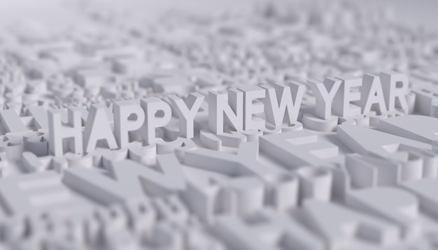 3d Szczęśliwego nowego roku styl typografii tła