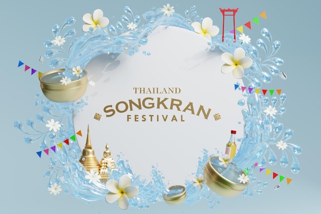 3d tło festiwalu songkran w festiwalu wody w tajlandii