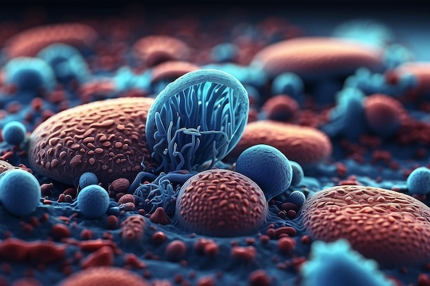 3D tło medyczne z abstrakcyjnymi komórkami wirusa