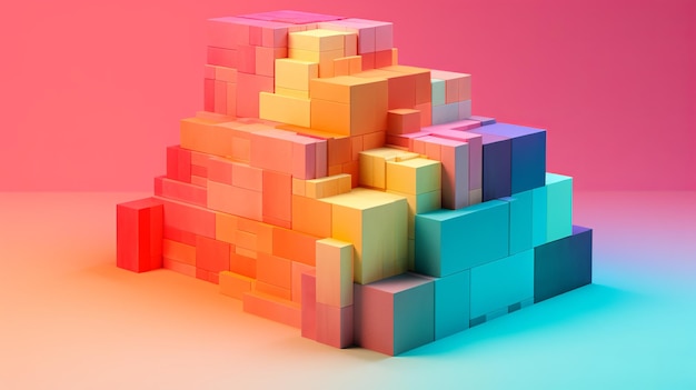 3d ułożone kostki kolorowe generatywne AI