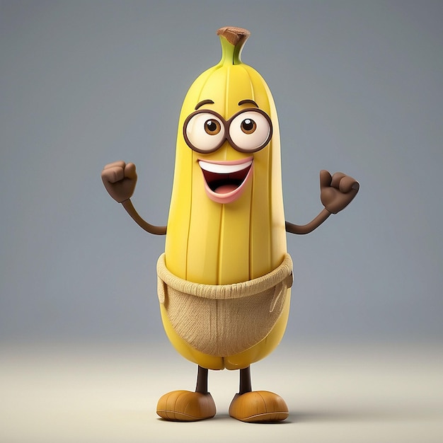3D urocza postać z bananowymi owocami
