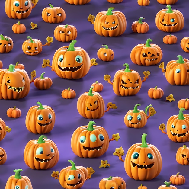 3D uroczy potwór z dyni w formalnym garniturze na Halloween