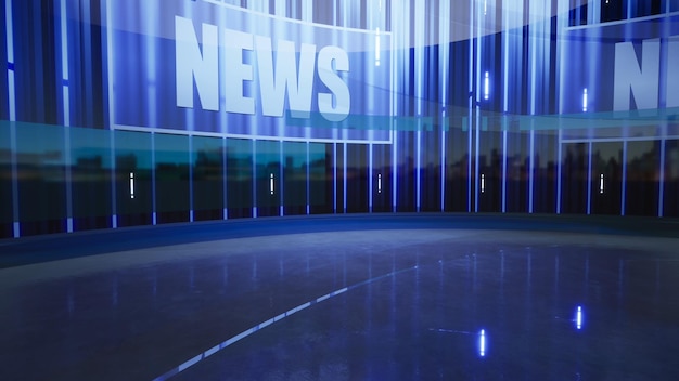 3D Virtual News Studio Tło Rendering 3d