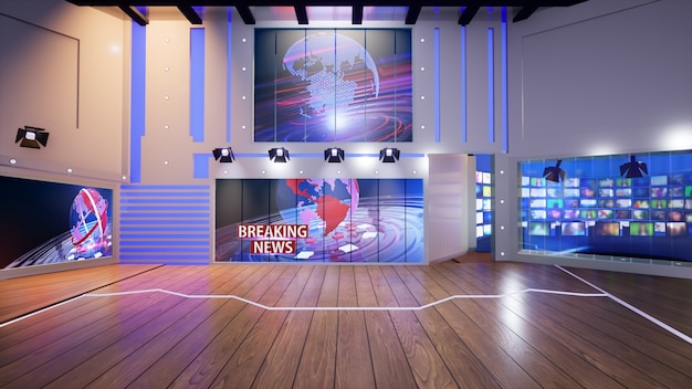 3d Virtual Tv Studio News, Ilustracja 3d