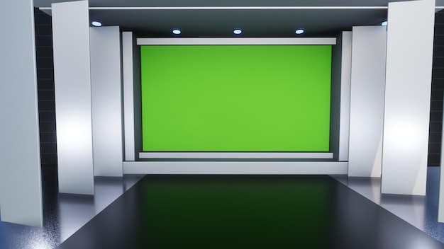 3D Virtual TV Studio News, tło dla programów telewizyjnych. TV na Wall.3D Virtual News Studio Background