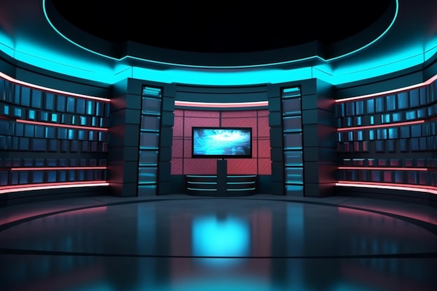 3D Virtual TV Studio Tło wiadomości dla programów telewizyjnych TV na ścianie